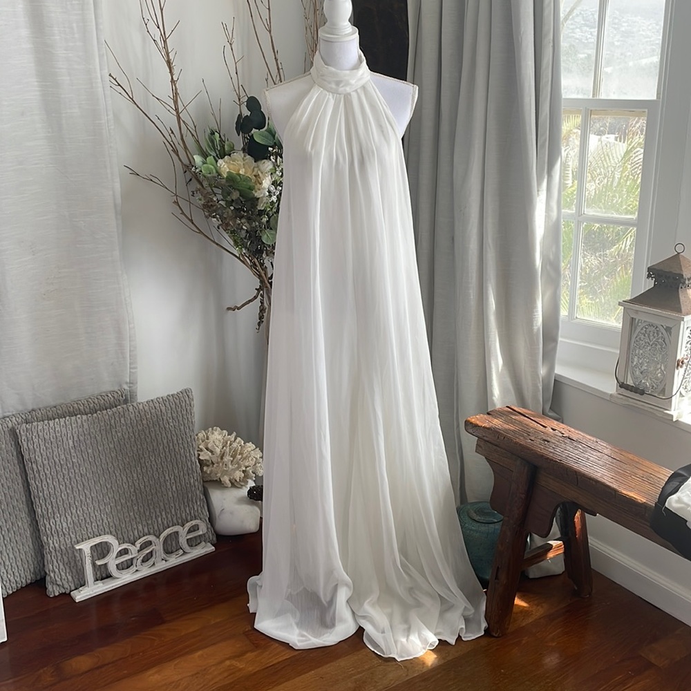 Women’s hers &Mine-long halter dress /jumper with separate legs size large